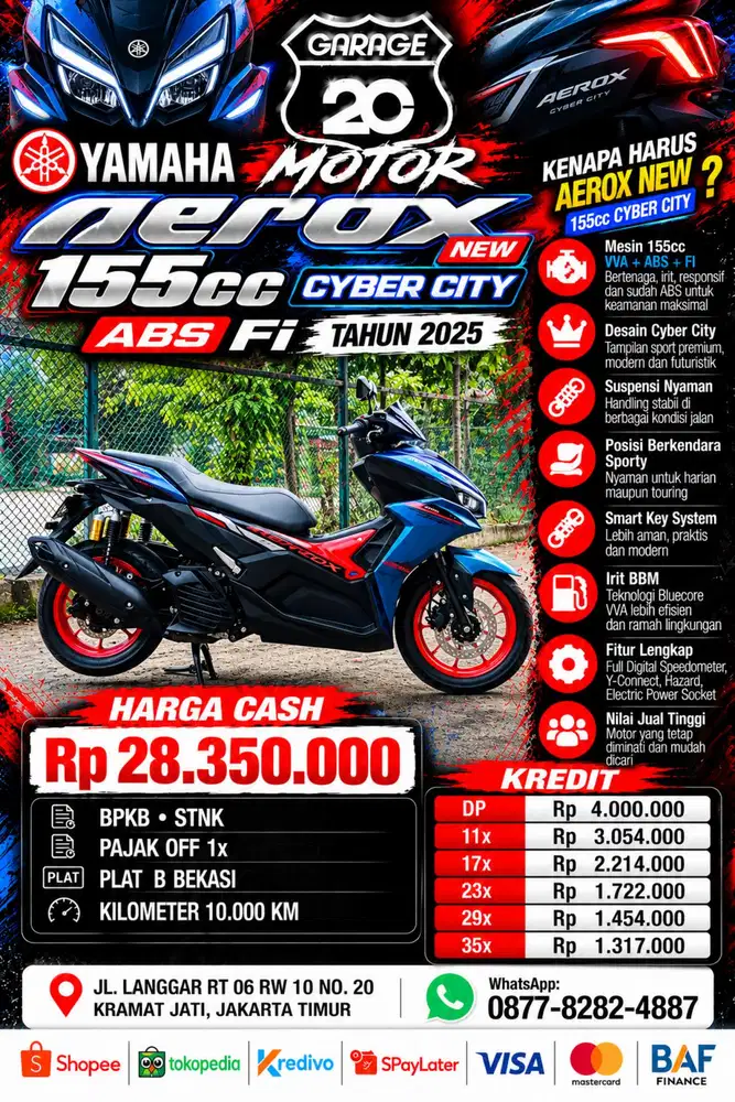 Yamaha All New Aerox Alpha 155cc Keylles Abs Bluecore Tahun 2025