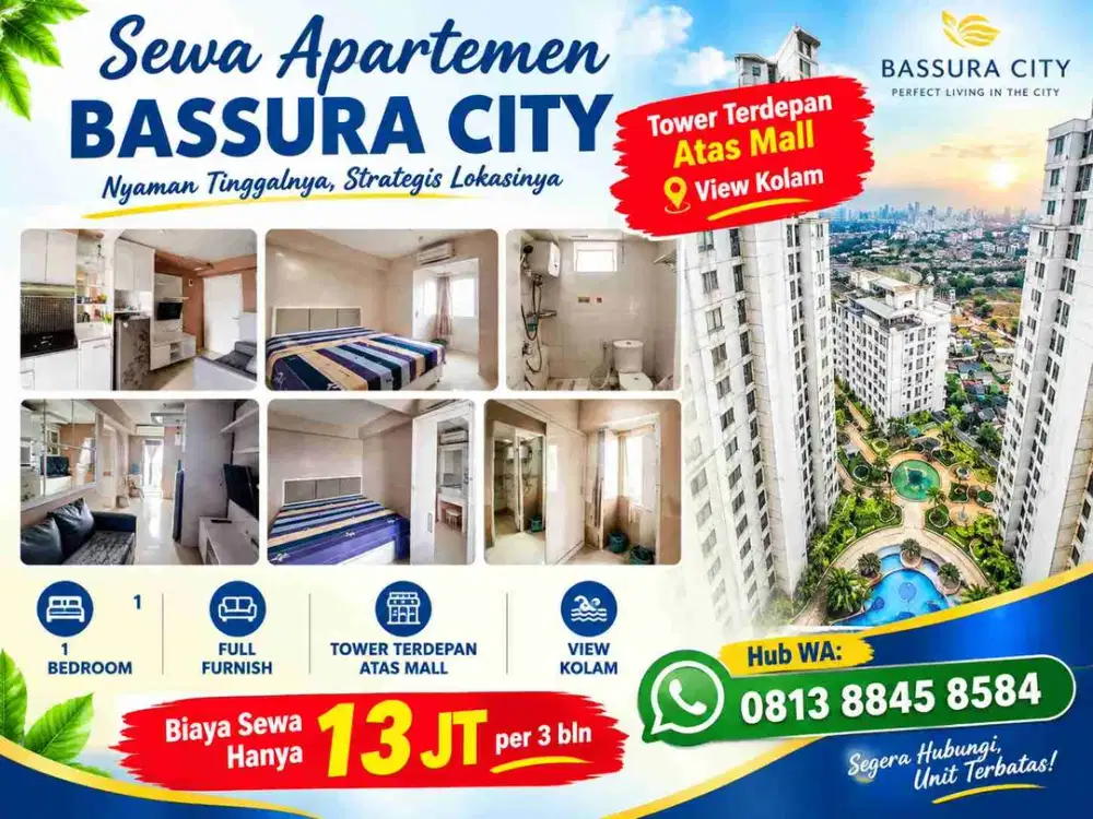 SEWA Apartemen 1 Bedroom Full Furnish Tower C Atas Mall Bassura City Jakarta Timur