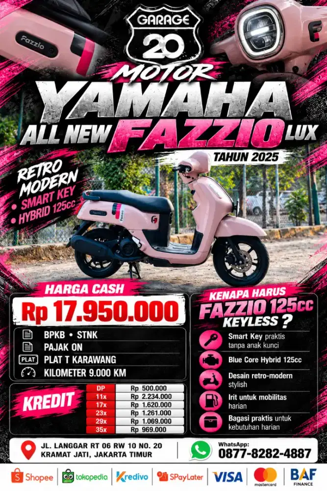 Yamaha AllNew Fazzio Lux 125cc Keylles Fi Aks Sss Tahun 2025