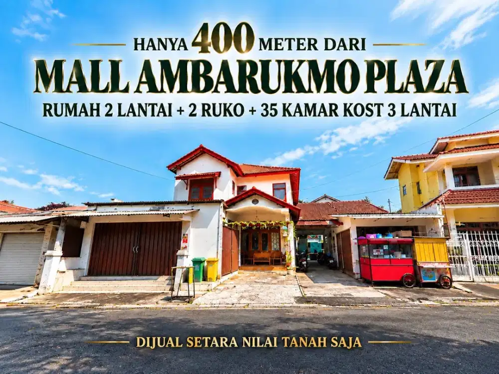 Rumah Kost 35 Kamar dan 2 Ruko samping Mall Amplaz dan Hotel Ambarukmo Plaza