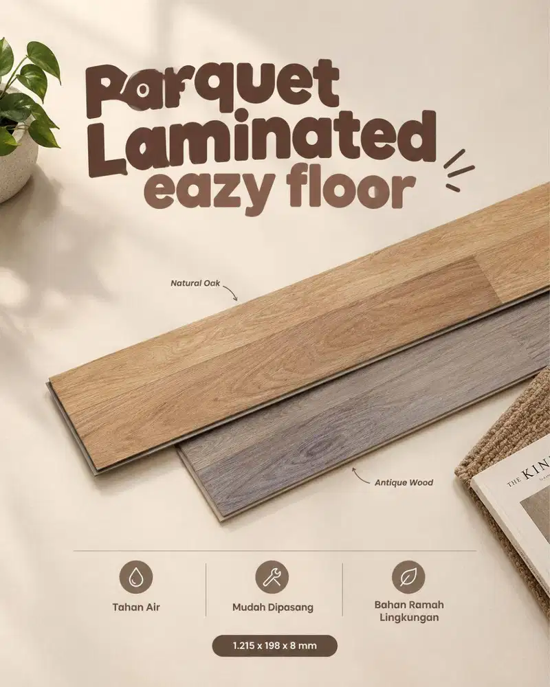 Parquet Laminated Eazy Floor 8mm Motif Kayu Natural - Lantai Vinyl Par
