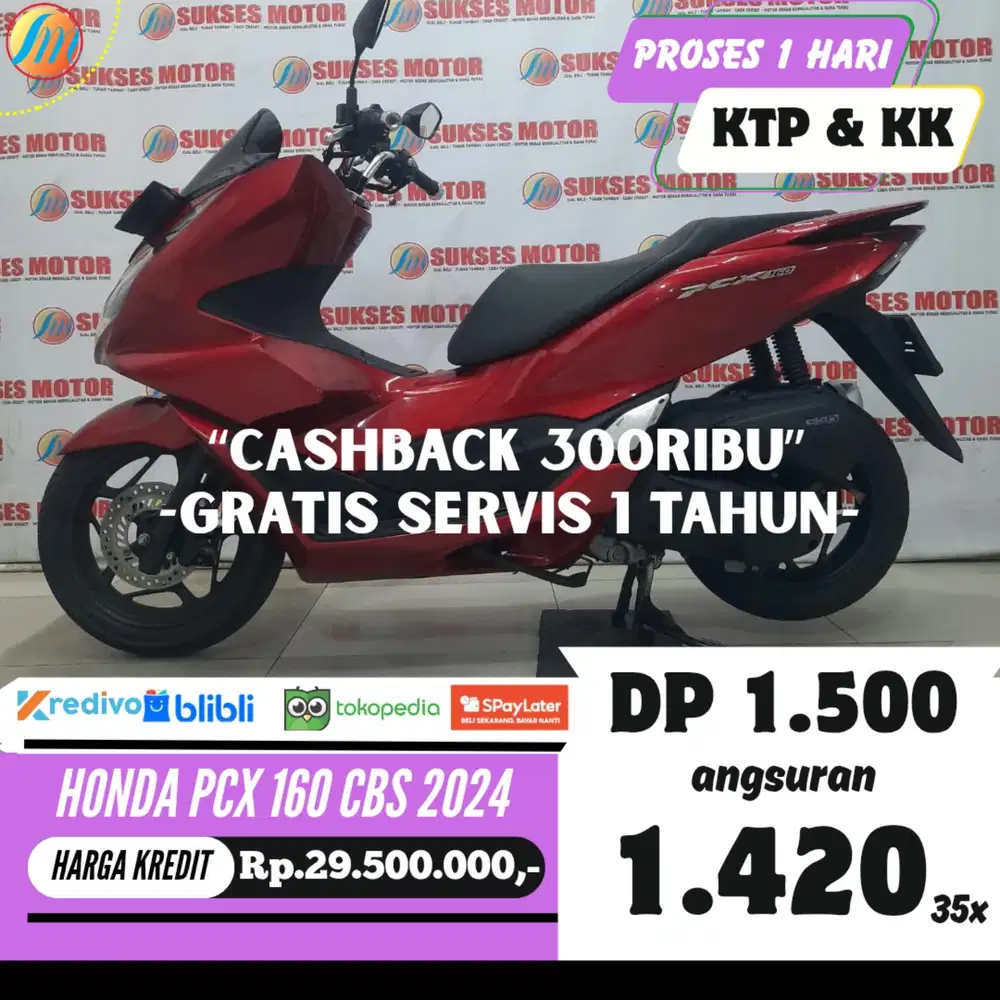 HONDA PCX 160 CBS 2024 KREDIT DP 1,5JUTA ANGSURAN TERJANGKAU PAJAK ON