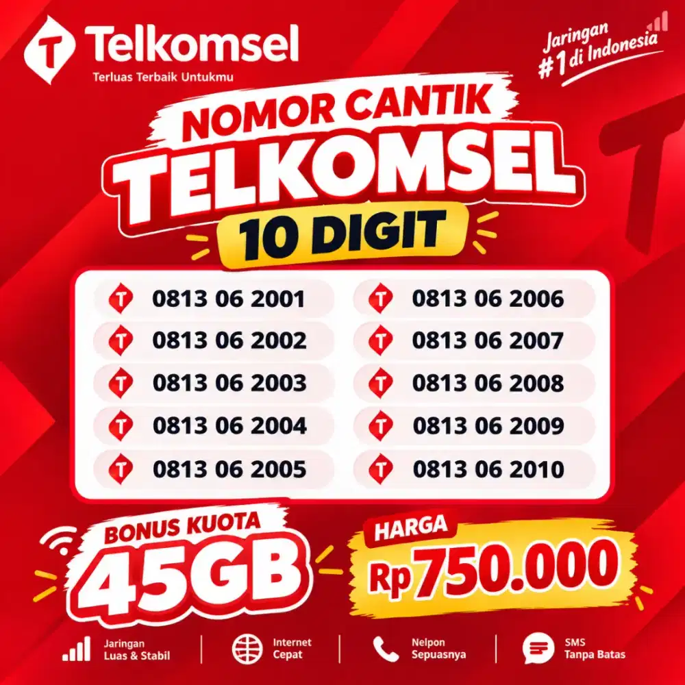 Nomor Cantik Telkomsel 10 Digit Murah