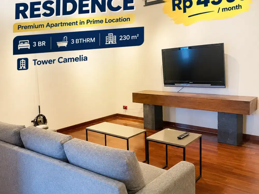 For Rent Sudirman Residence Tower Camelia 3 Bedroom Apartment 230 sqm IDR 45 Million