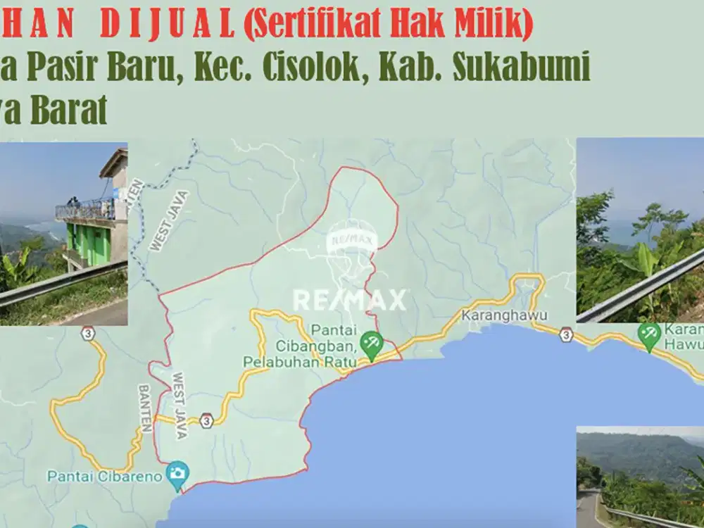 Lahan SHM 9.819m² View Bukit Habibie & Laut di Cisolok Sukabumi