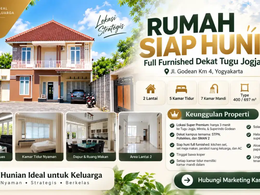 Rumah Siap Huni di Jogja Dekat Tugu 5KT 7KM Full Furnished