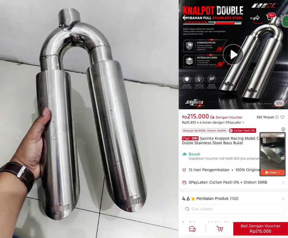 knalpot mobil bambu runcing SAVINTA bass cabang stainlees pick-up