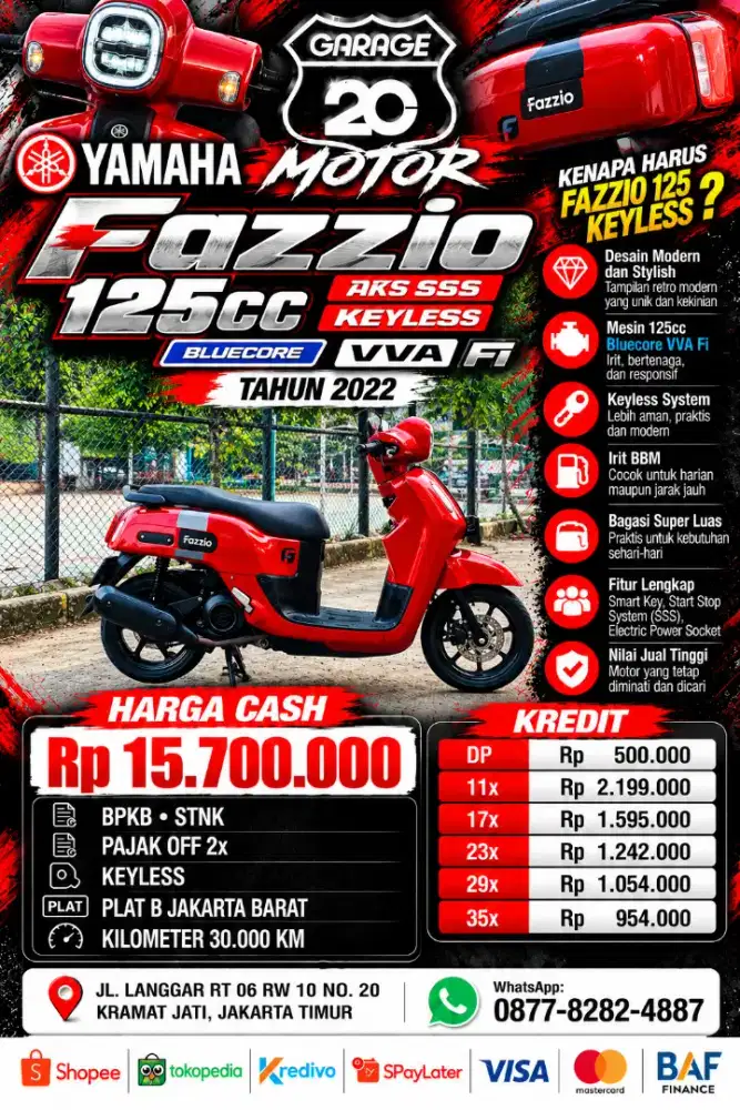 Yamaha AllNew Fazzio 125cc Keylles Hybrid Tahun 2022