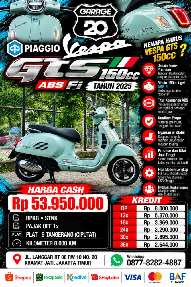Piaggio Vespa GTS 150cc Iget Facelift 4Vie Abs Fi Tahun 2025