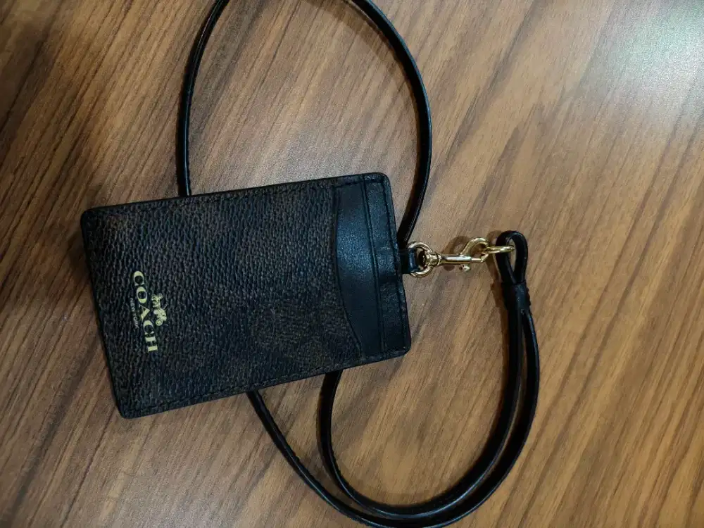 Lanyard Coach Original, Dark Brown & Glowing Gold, Mulus, Nego