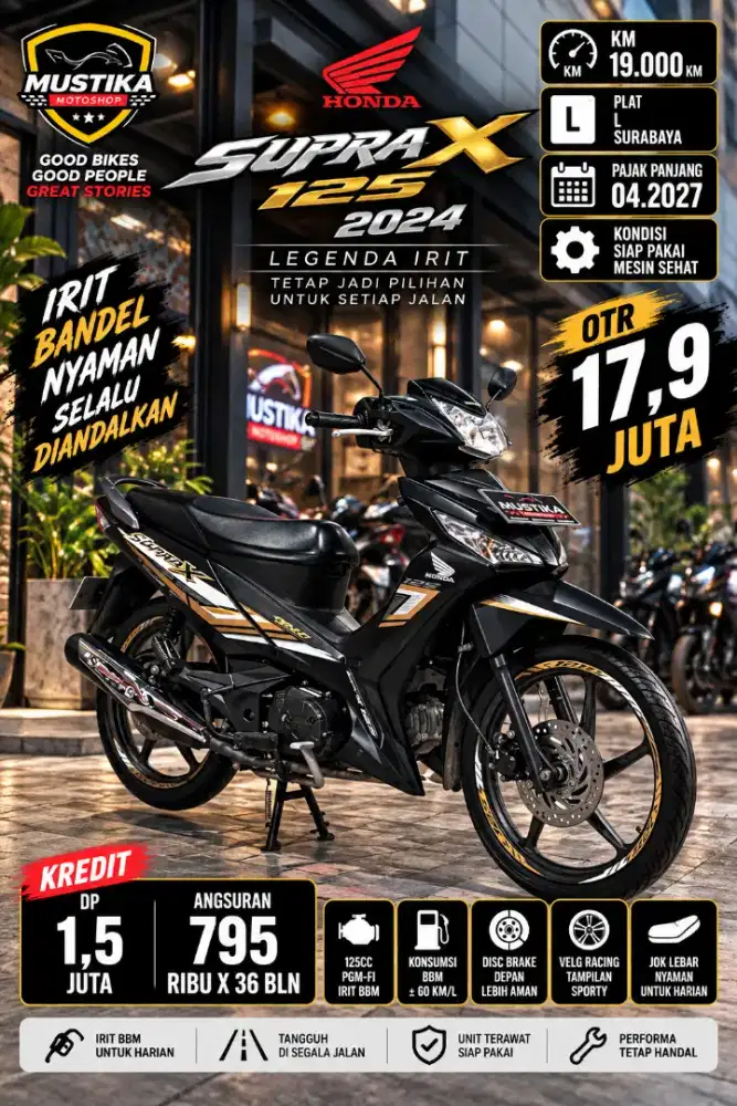 Irit Istimewa‼️Honda Supra X 125 2024. Km 19rb. DANNY Mustika Sulfat