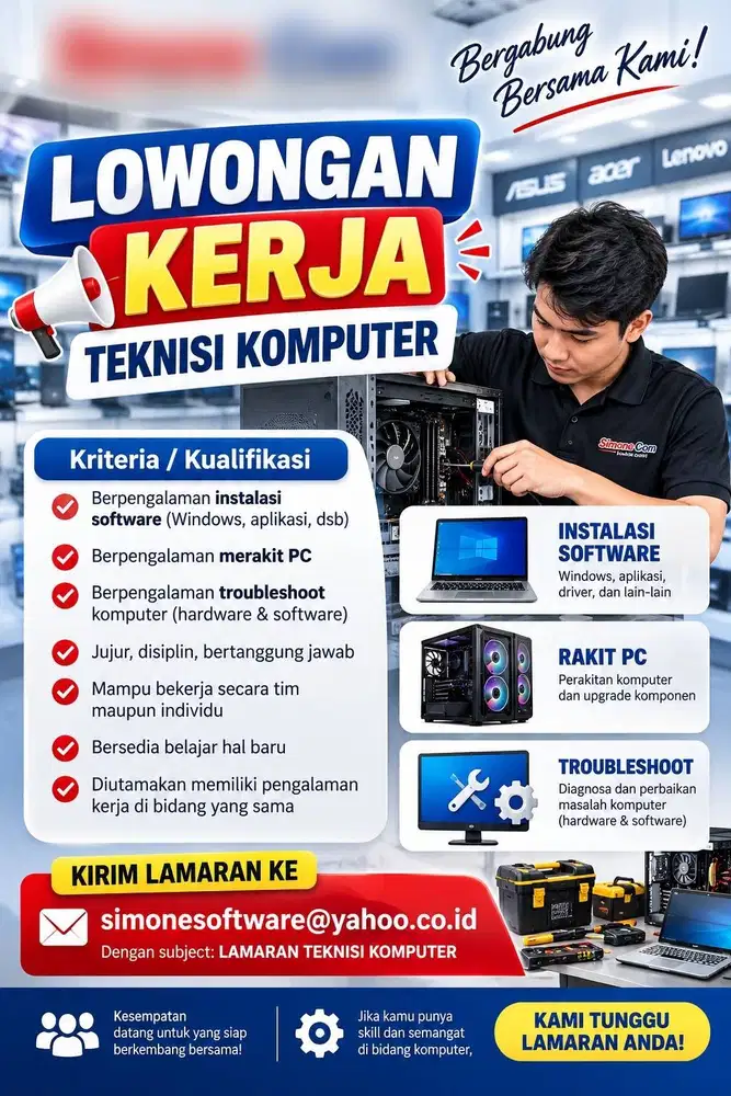 Dicari Teknisi Komputer