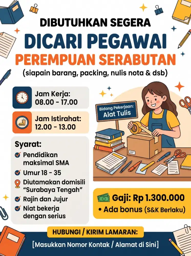 DICARI PEGAWAI WANITA SERABUFAN