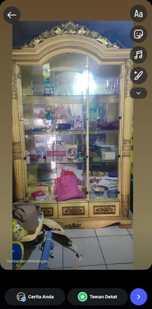 D jual lemari kaca hias asli jati jepara
