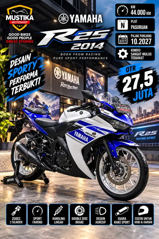 Istimewa ‼️Yamaha R25 2014. Mulus Terawat. Mustika Motor Sulfat