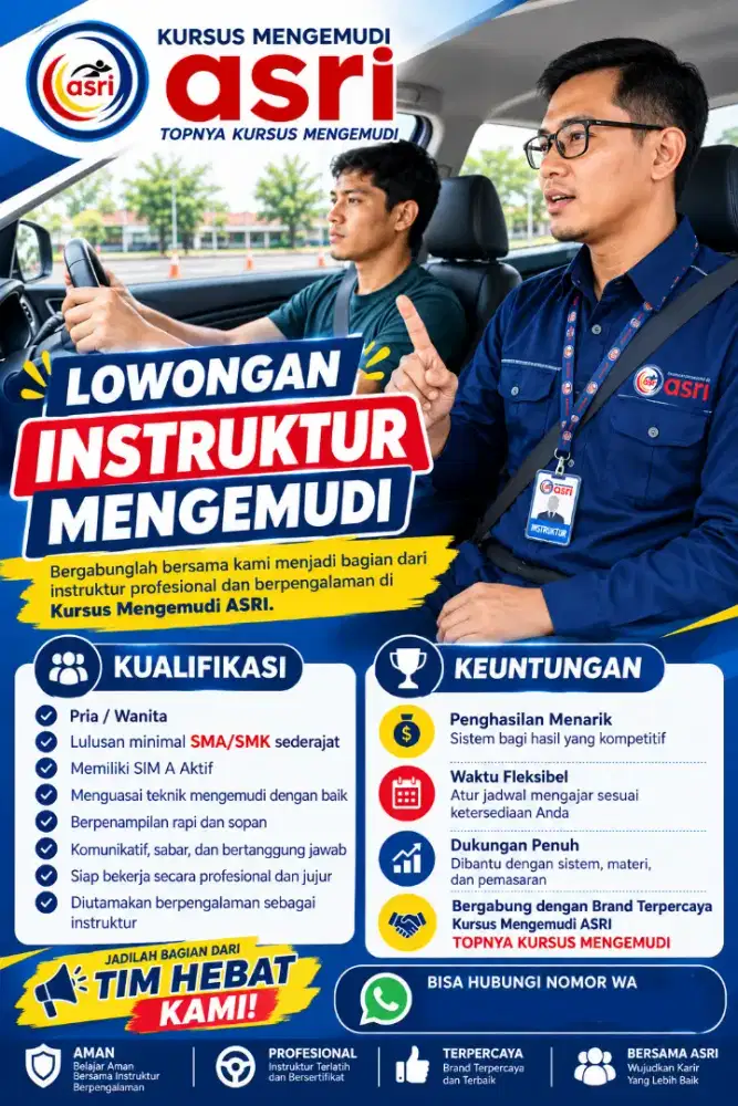 LOWONGAN INSTRUKTUR TETAP /INSTRUKTUR MITRA/INSTRUKTUR FREELANCE