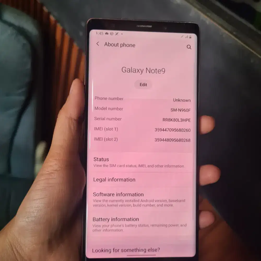 Samsung Galaxy Note 9 RAM 6GB / Internal 128GB.