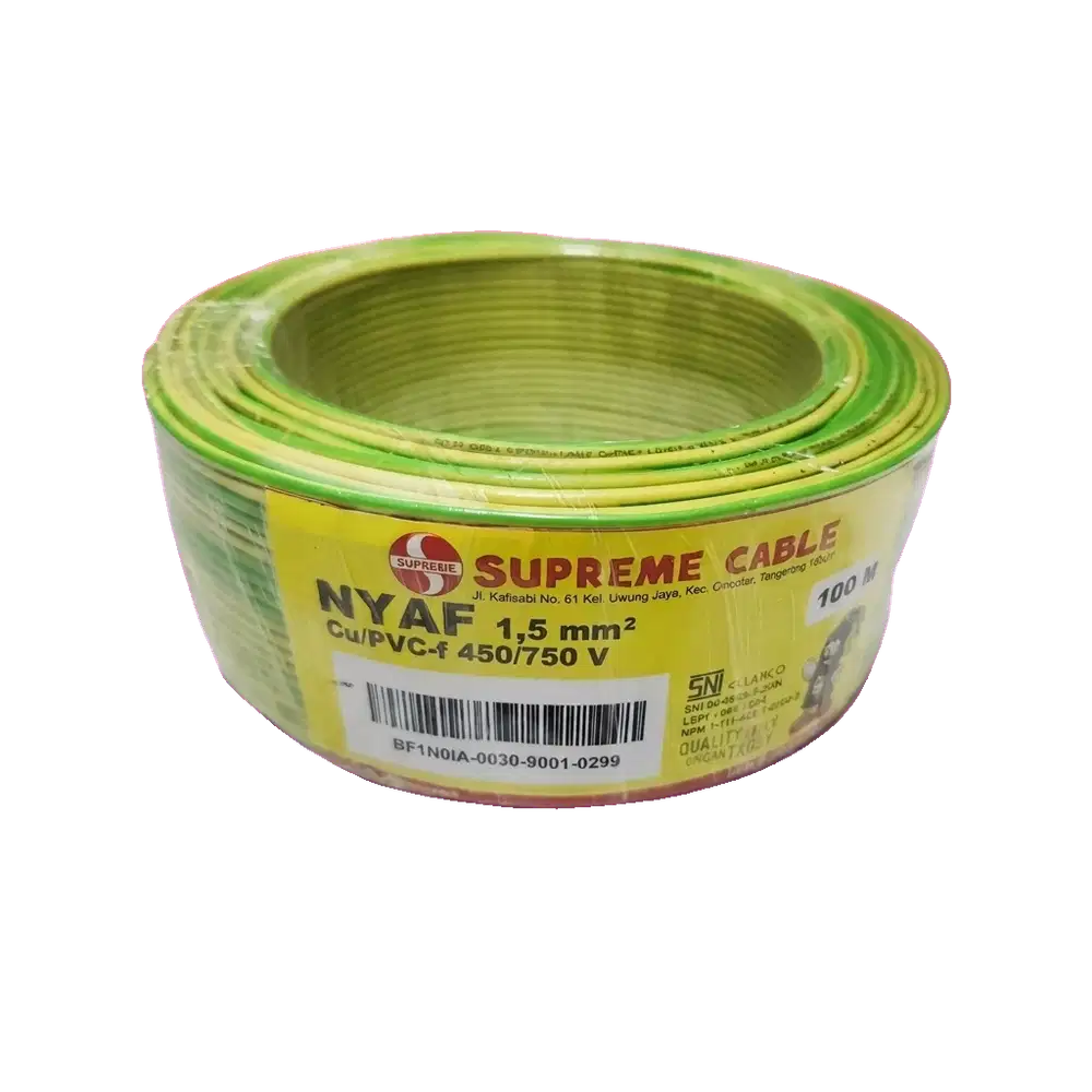 KABEL LISTRIK SUPREME NYAF 1X1.5 MM / SERABUT NYAF 1.5 mm Rol 100 M