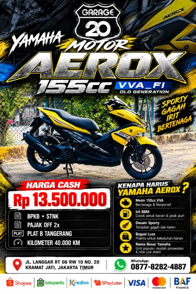 Yamaha Aerox 155cc VVA Fi Bluecore Tahun 2017