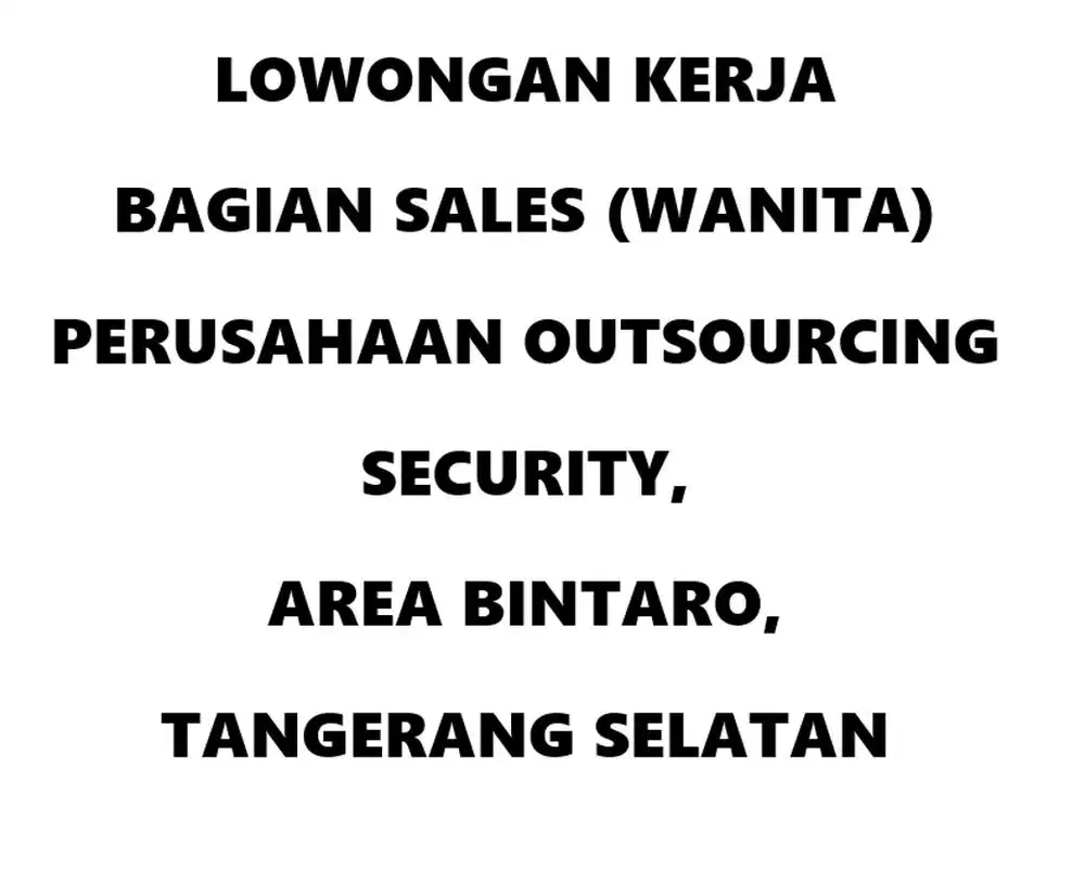 LOWONGAN SALES & MARKETING WANITA
