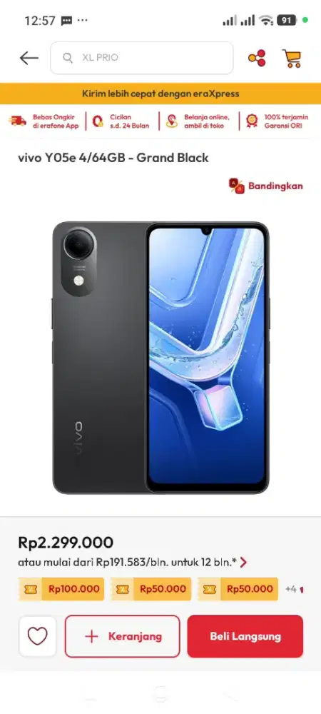 Vivo Y05e 4 64 GB Grand black