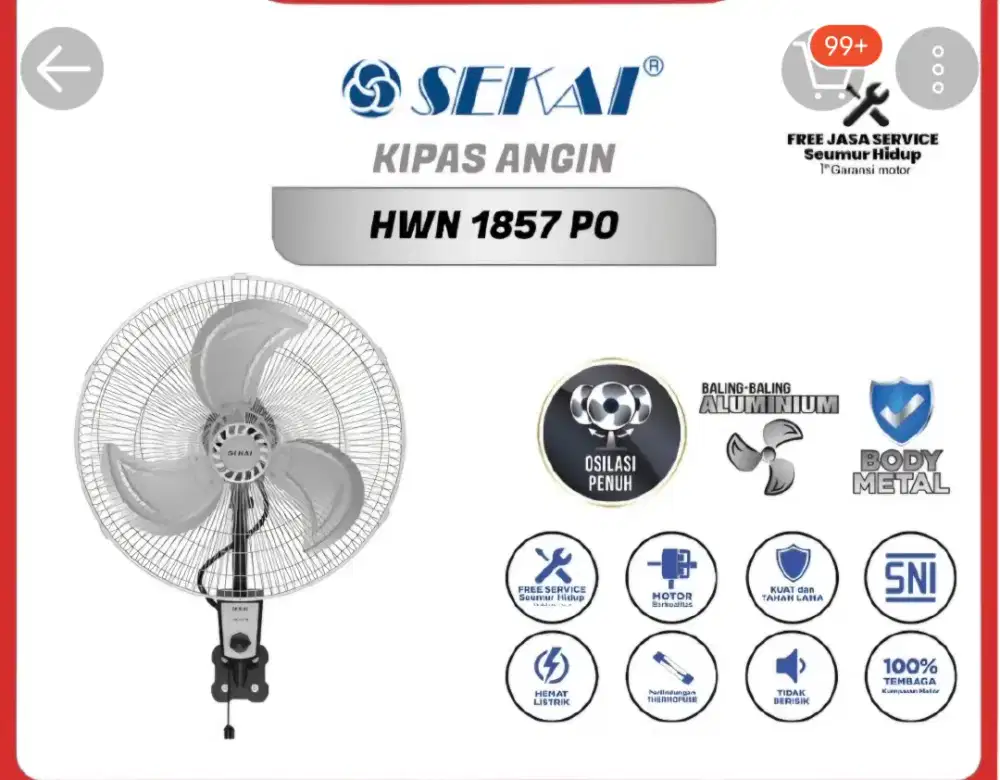 Di jual karna salah beli kipas angin sekai 18inc