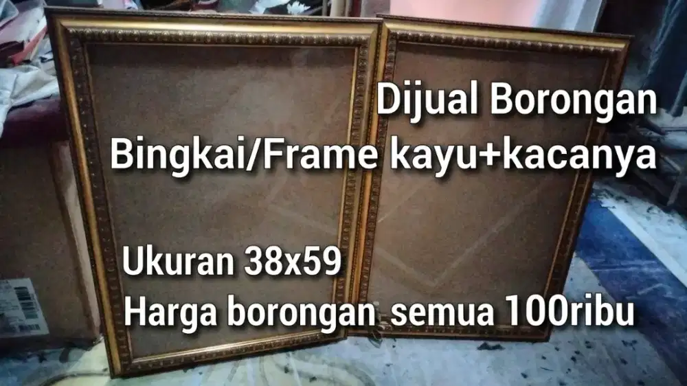 Frame/Bingkai kayu lengkap dengan Kacanya