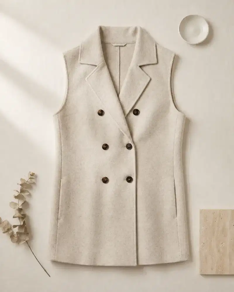 vest wanita warna cream