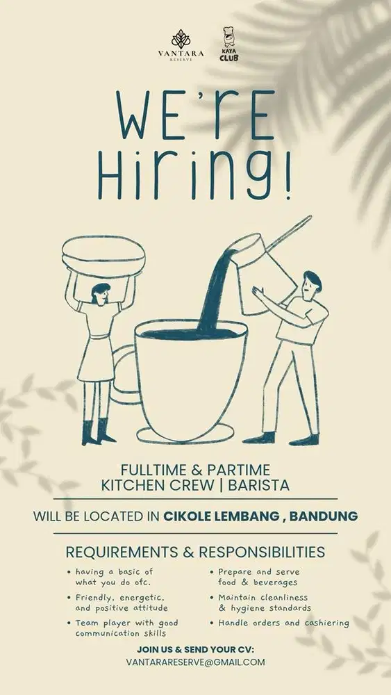 Loker barista dan kitchen crew - lembang bandung