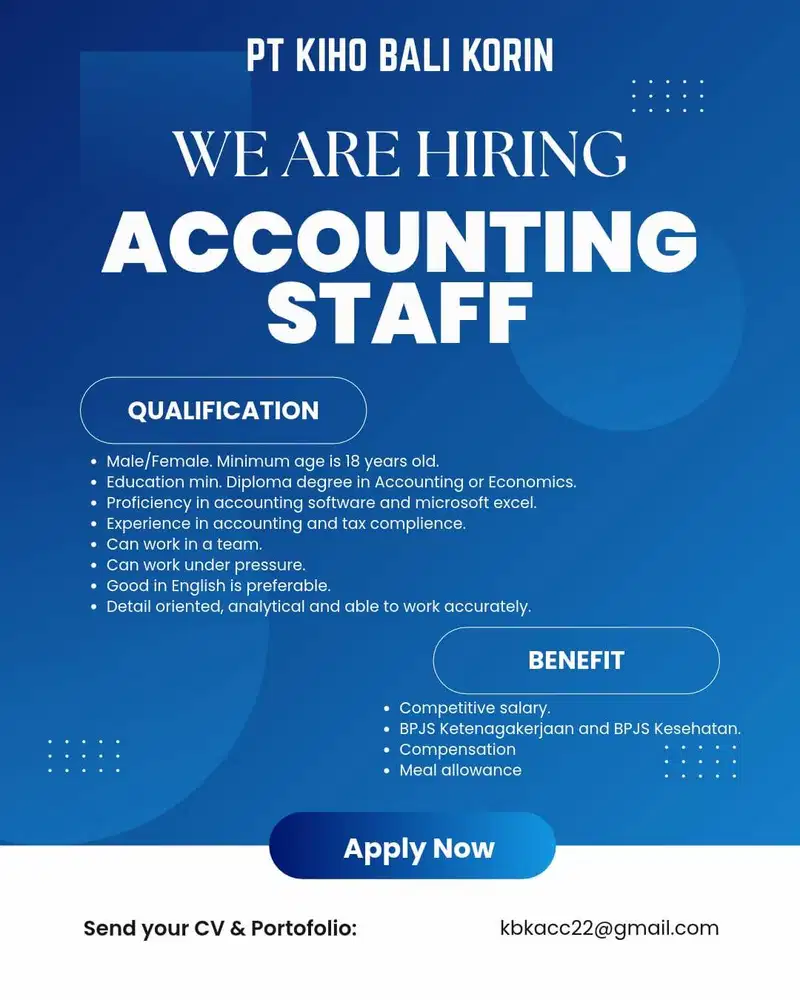 Dibutuhkan segera.! Staff Accounting