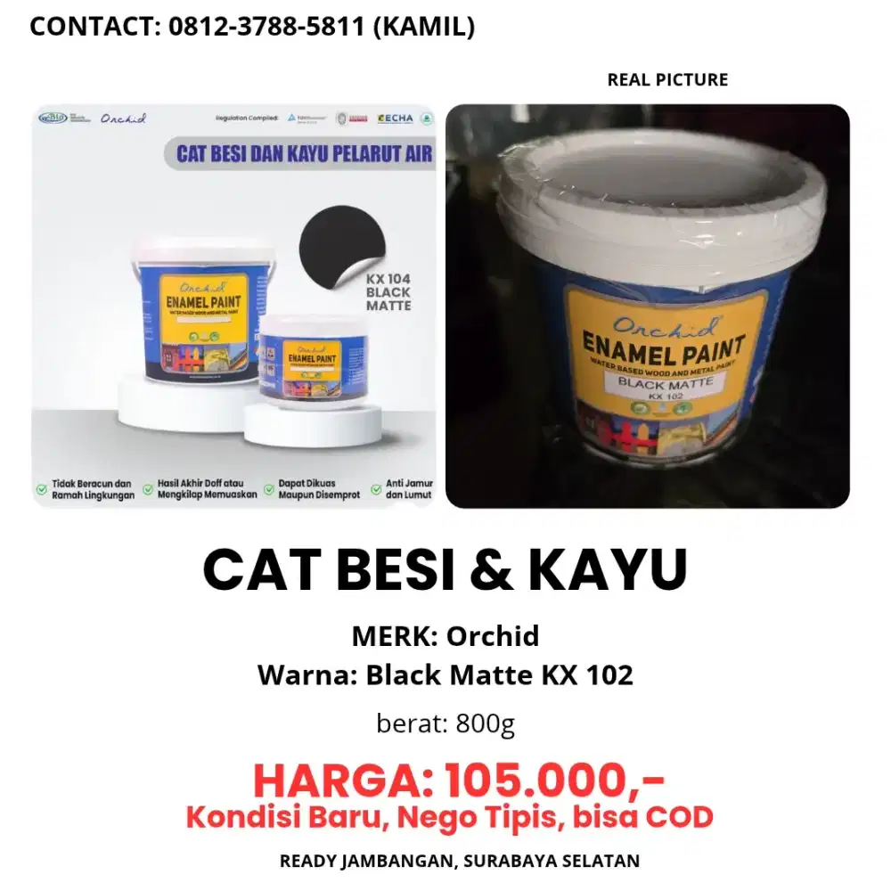 CAT BESI/KAYU - ORCHID ENAMEL PAINT - BLACK MATT