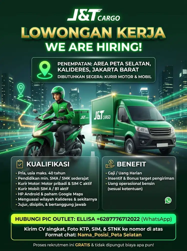 INFO LOKER (DRIVER MOBIL DAN VIAR) J&T CARGO
