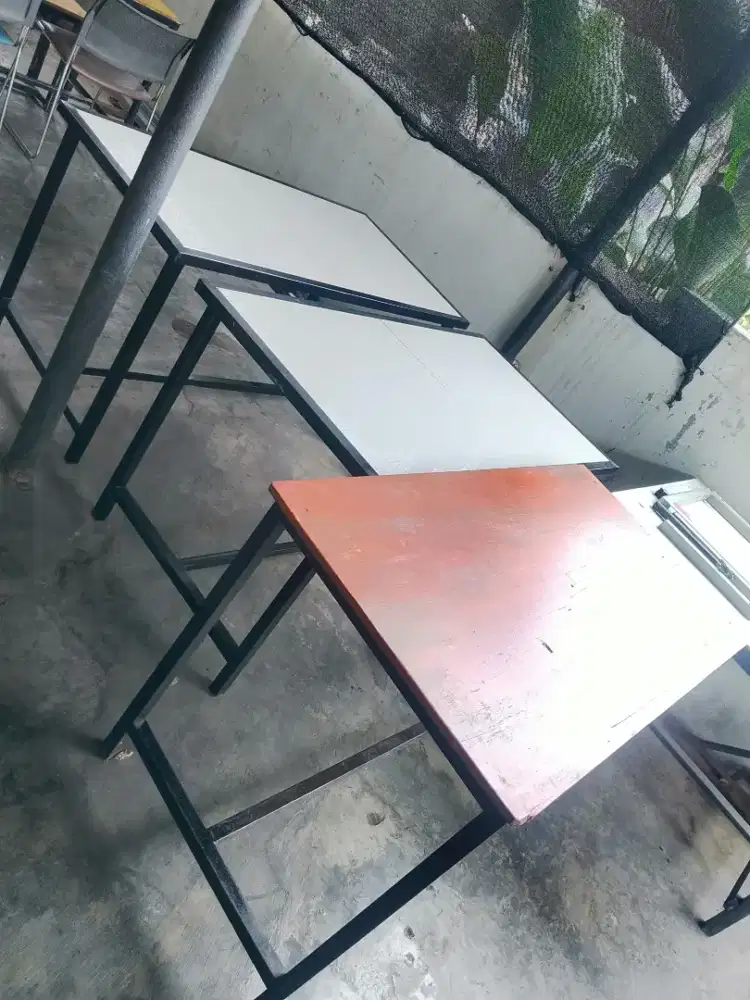 Meja top granit top kayu kaki besi hollow 3 cm