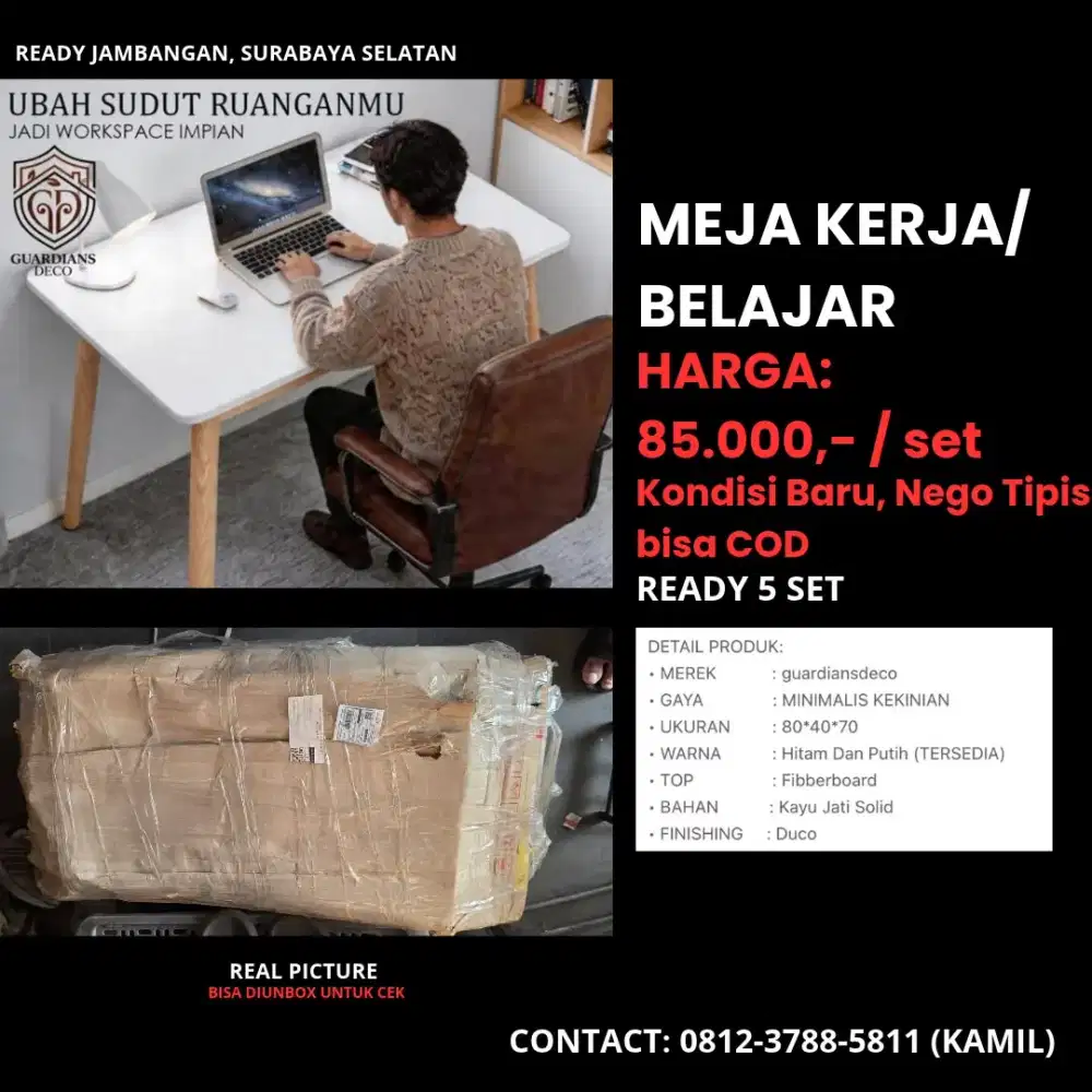 KURSI BELAJAR/KERJA MINIMALIS - SPEK SESUAI GAMBAR