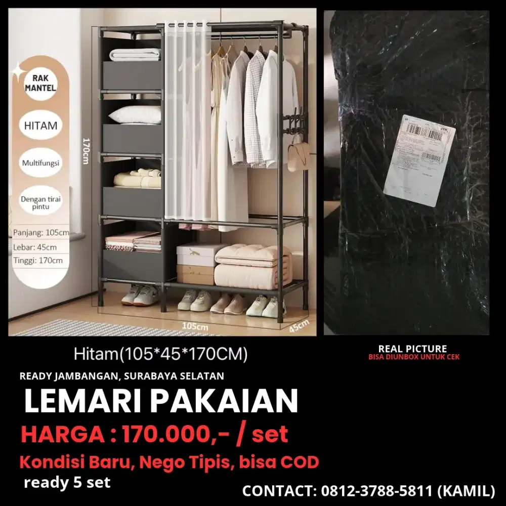 LEMARI PAKAIAN MINIMALIS - SPEK DI GAMBAR