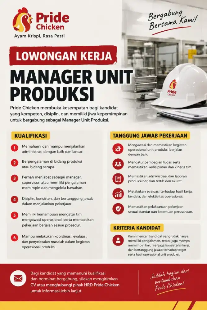 LOWONGAN MANAJER PRODUKSI (WALK IN INTERVIEW)