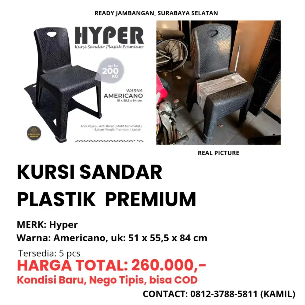 KURSI PLASTIK ESTETIK - SPEK SESUAI GAMBAR