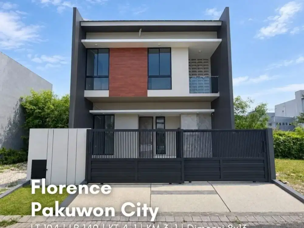Rumah Florence, Pakuwon City  NEW, MINIMALIS, CARPORT 2, ROW JALAN 3 MOBIL