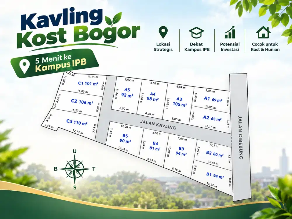 Kavling Strategis Cocok Buat Kost, Hanya 5 Menit ke Kampus IPB, SHM