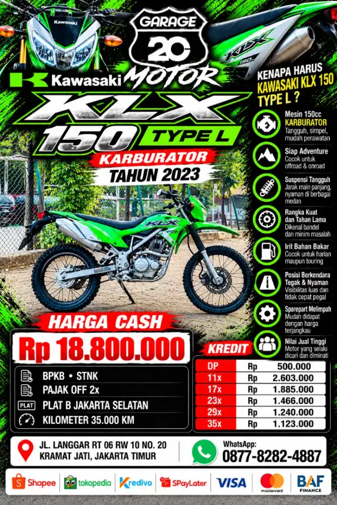 Kawasaki KLX 150cc Type L Karburator Tahun 2023