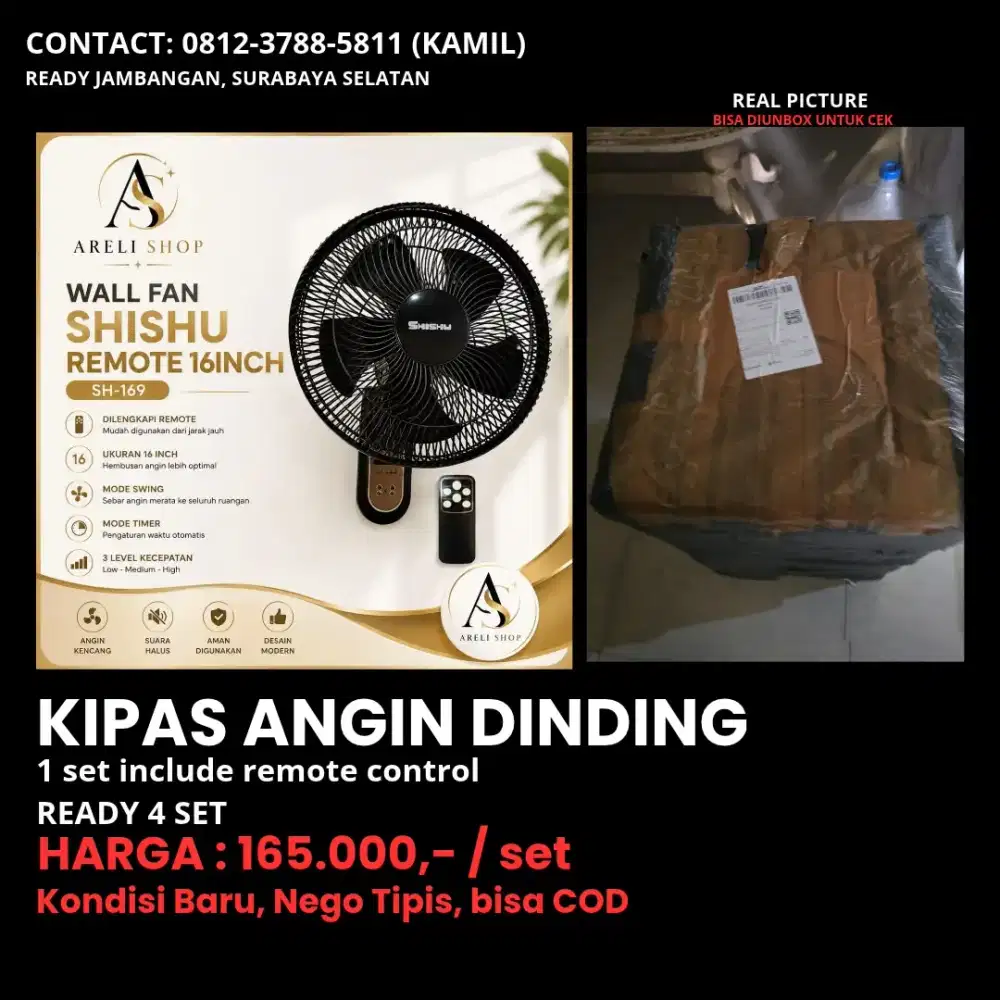 KIPAS ANGIN & REMOTE - SPEK MERK SESUAI GAMBAR