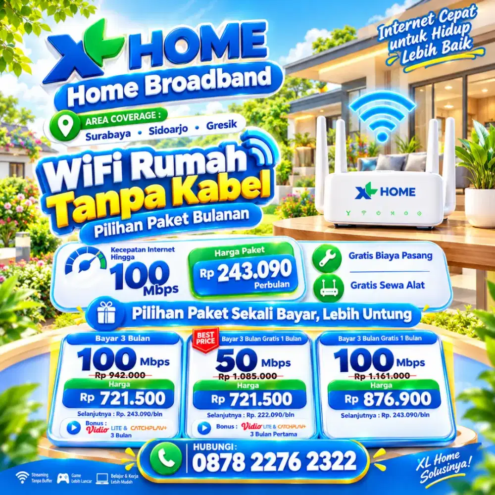 WIFI TANPA KABEL XL HOME SURABAYA