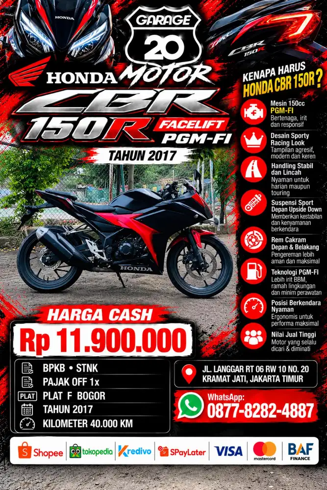 Honda CBR 150cc Facelift Pgm_Fi Tahun 2017