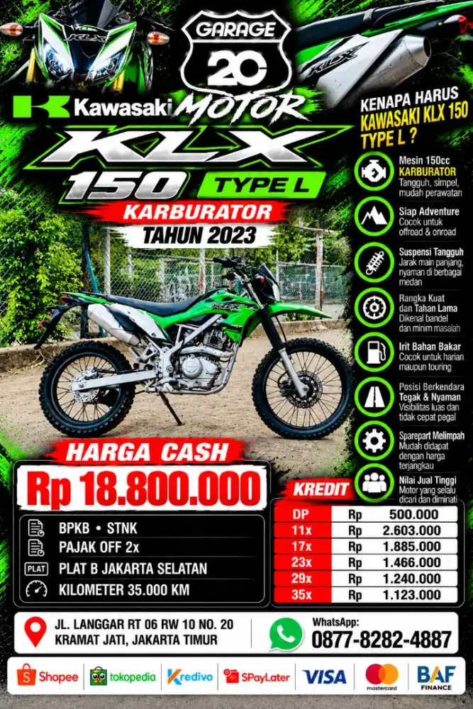 Kawasaki KLX 150cc Type L Karburator Tahun 2023