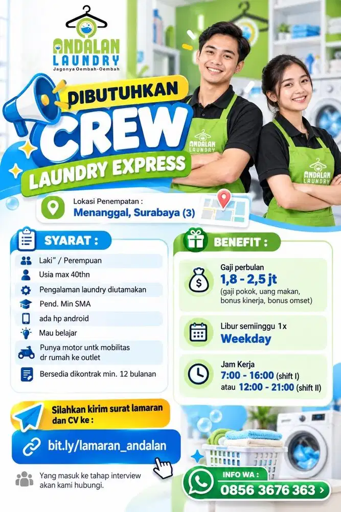DIBUTUHKAN SEGERA CREW LAUNDRY EXPRESS