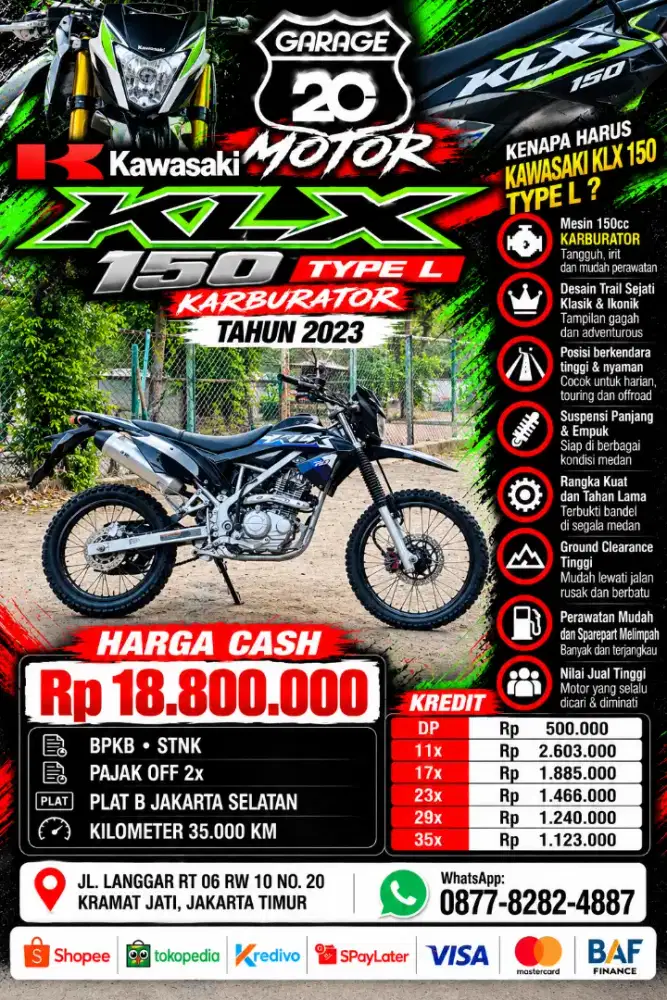 Kawasaki KLX 150cc Type L Karburator Tahun 2023