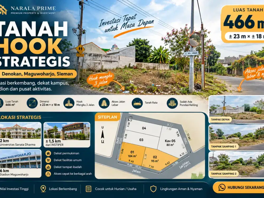 Jual Tanah Murah Dekat Stadion Maguwoharjo Sleman Akses Lebar