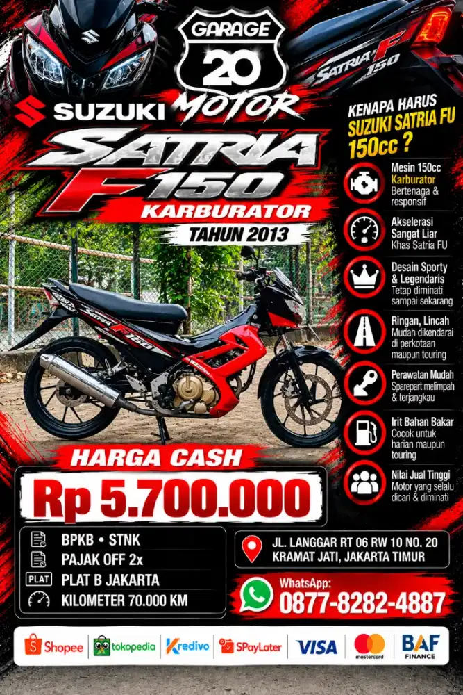 Suzuki Satria Fu 150cc Karburator Tahun 2013
