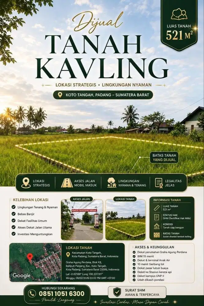 DIJUAL MURAH TANAH DI PADANG (DEKAT BANDARA)