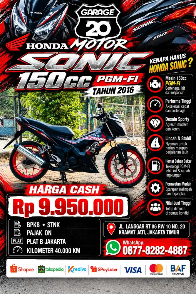 Honda Sonic 150R Facelift Pgm-Fi Tahun 2016